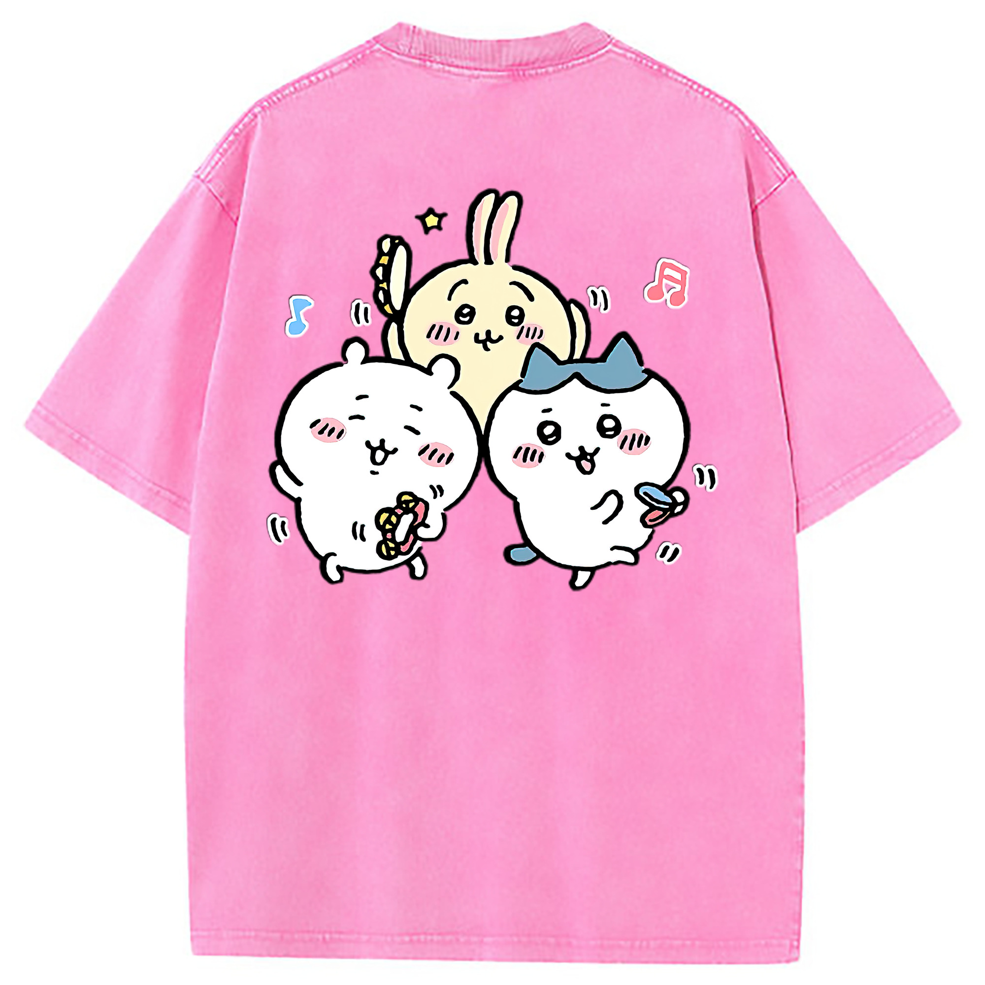 （画像用） ちいかわ ハチワレ Chii-kawa hachiware 綿100% ヴィンテージ風 半袖Tシャツ（背面プリント）
